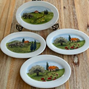 Vintage Susanne Riette Boston Warehouse Hand-Painted Tid Bit Plates Set of Four